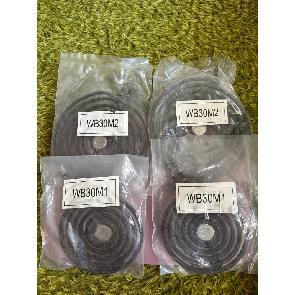 4 Pack GE Replacement Range Burners 2 WB30M1 6" & 2 WB30M2 8" Heating Elements
